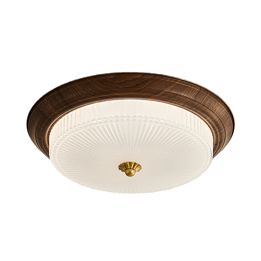 Vintage Art Deco Flush Mount Ceiling Light wide-spectrum Walnut Light