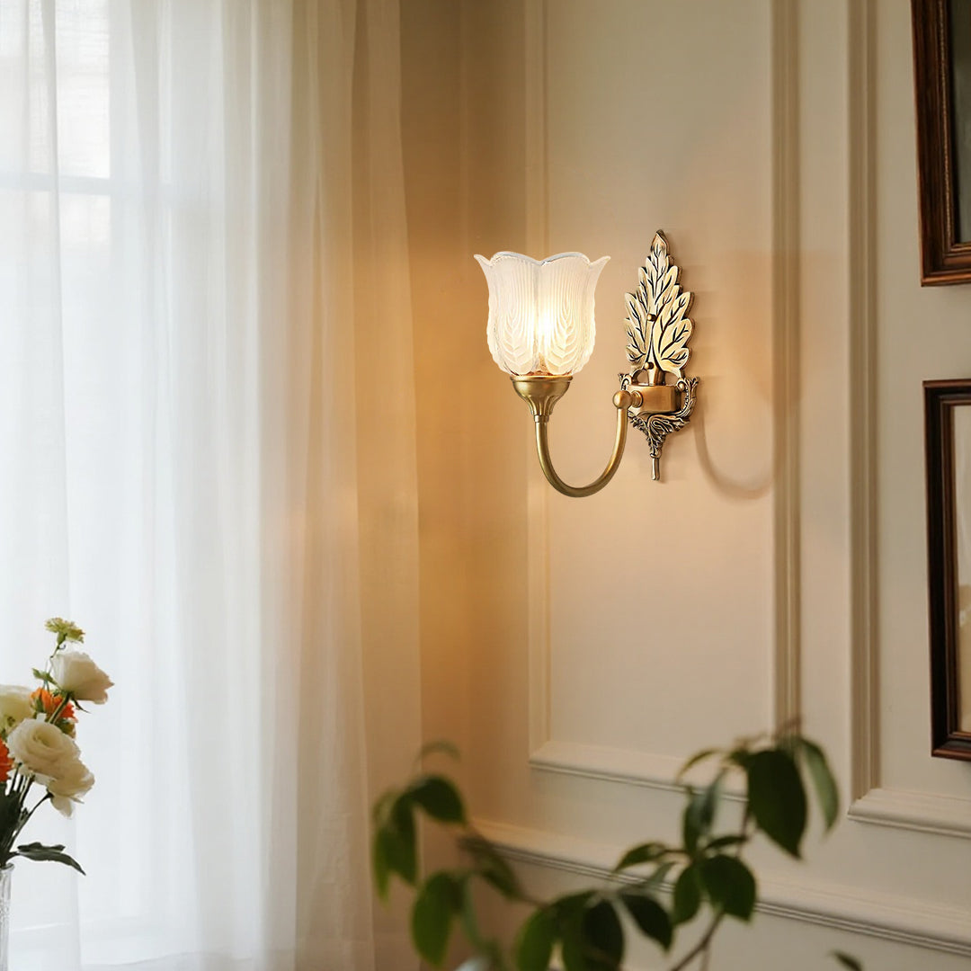 Brass Wall Light American Full Brass Artistic Bud Wall Lamp