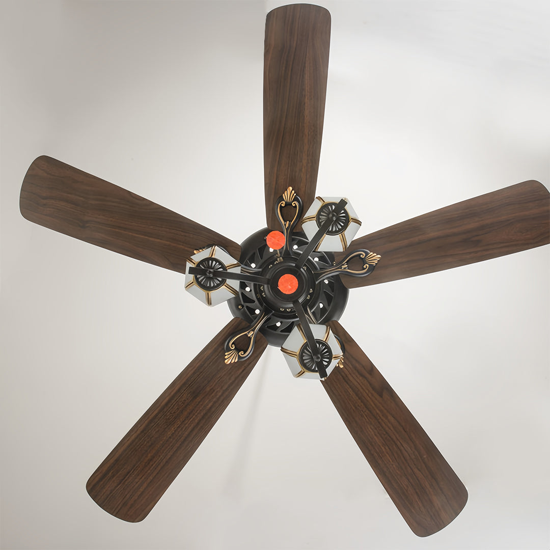 Vintage Style Ceiling Fans with Lights Wood Grain Dark Fan Lamp