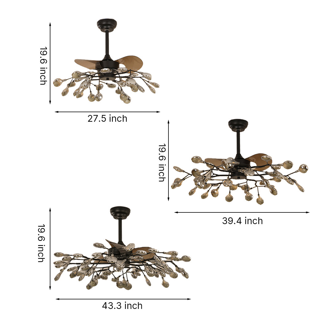 Glam Ceiling Fan with Light Minimalist Luxury Artistic Fan Lamp