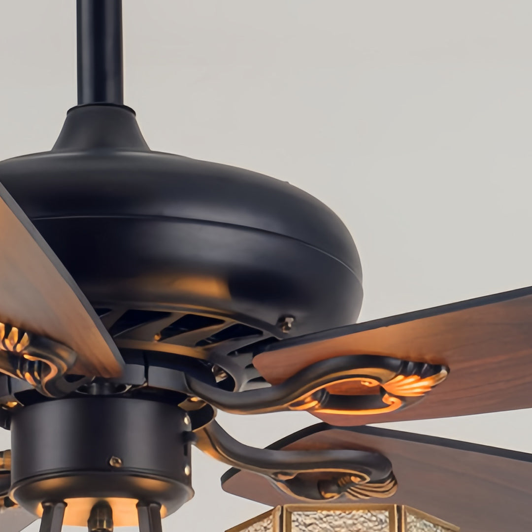 Vintage Style Ceiling Fans with Lights Wood Grain Dark Fan Lamp