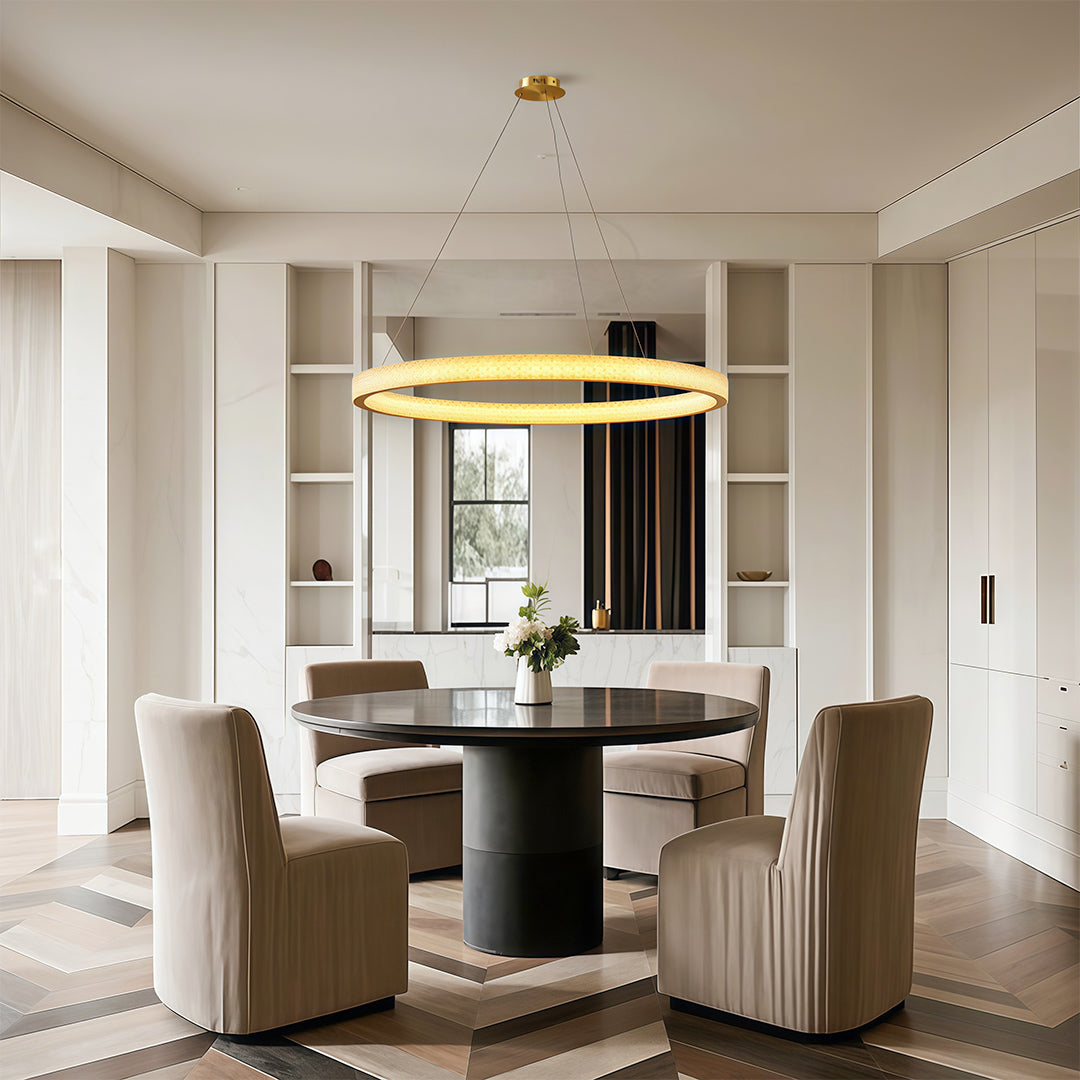 Circular Modern Chandelier Luxury Copper Ceiling Light