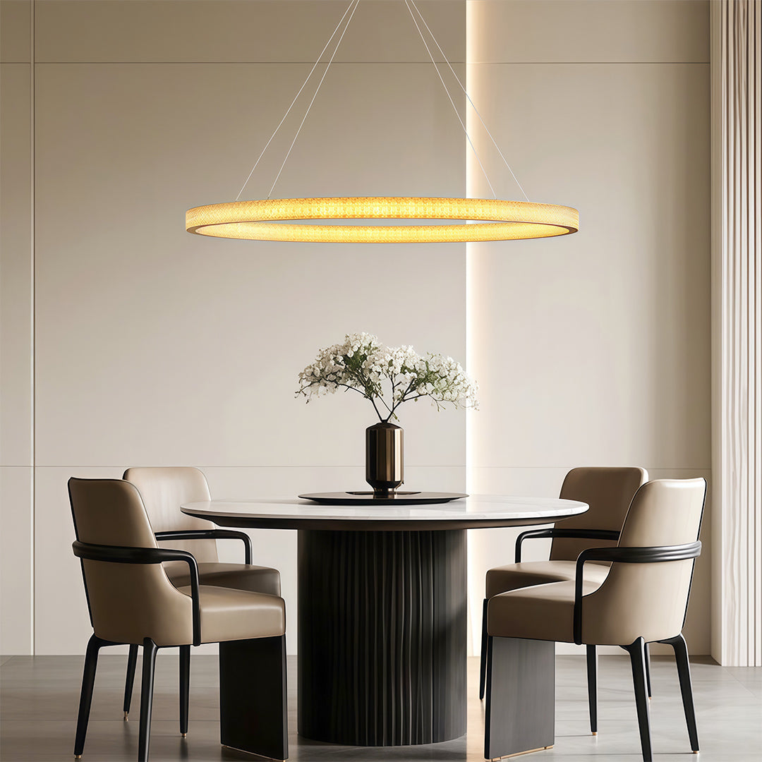 Circular Modern Chandelier Luxury Copper Ceiling Light