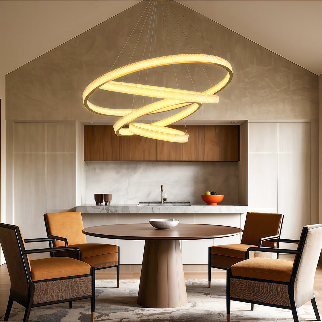 Circular Modern Chandelier Luxury Copper Ceiling Light