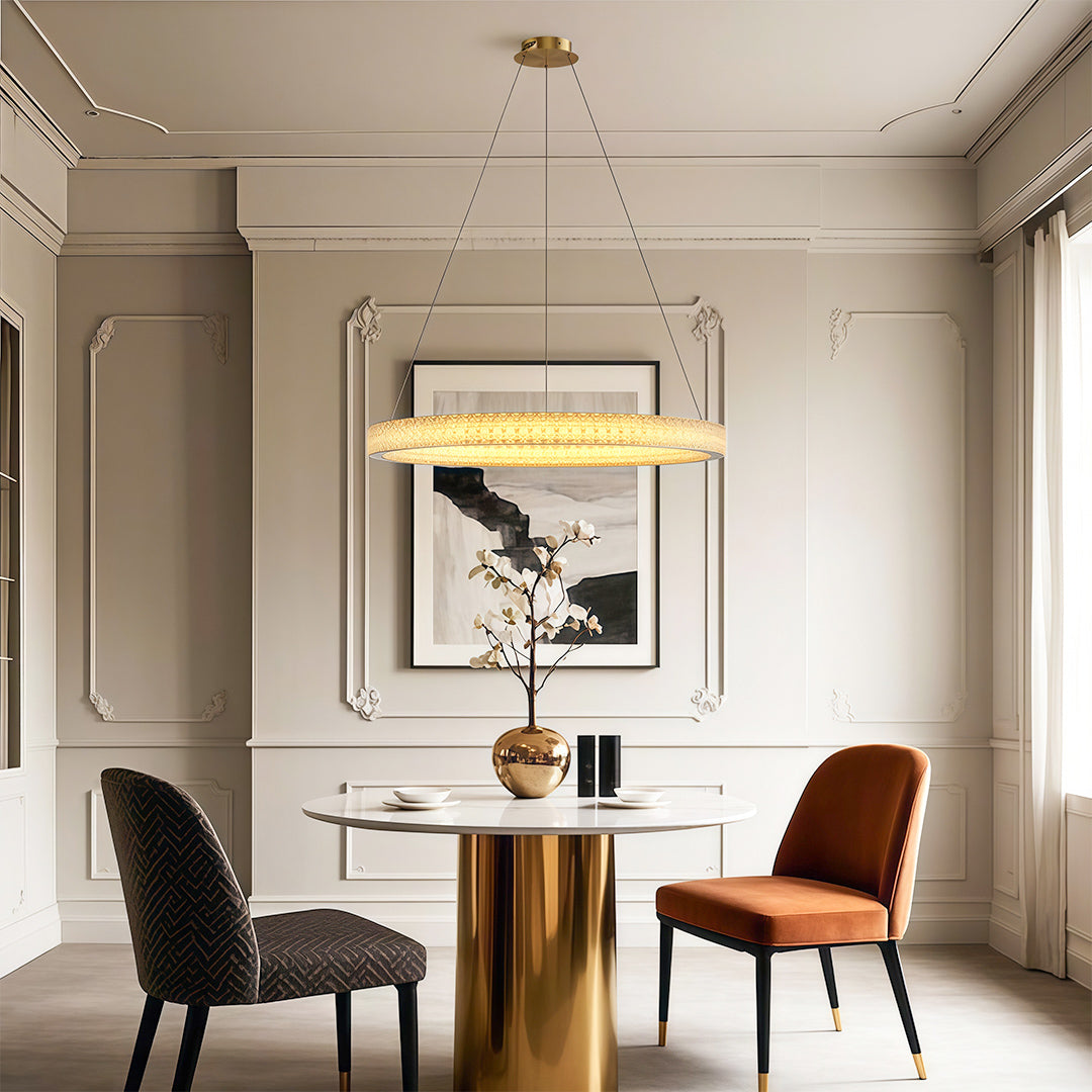 Circular Modern Chandelier Luxury Copper Ceiling Light