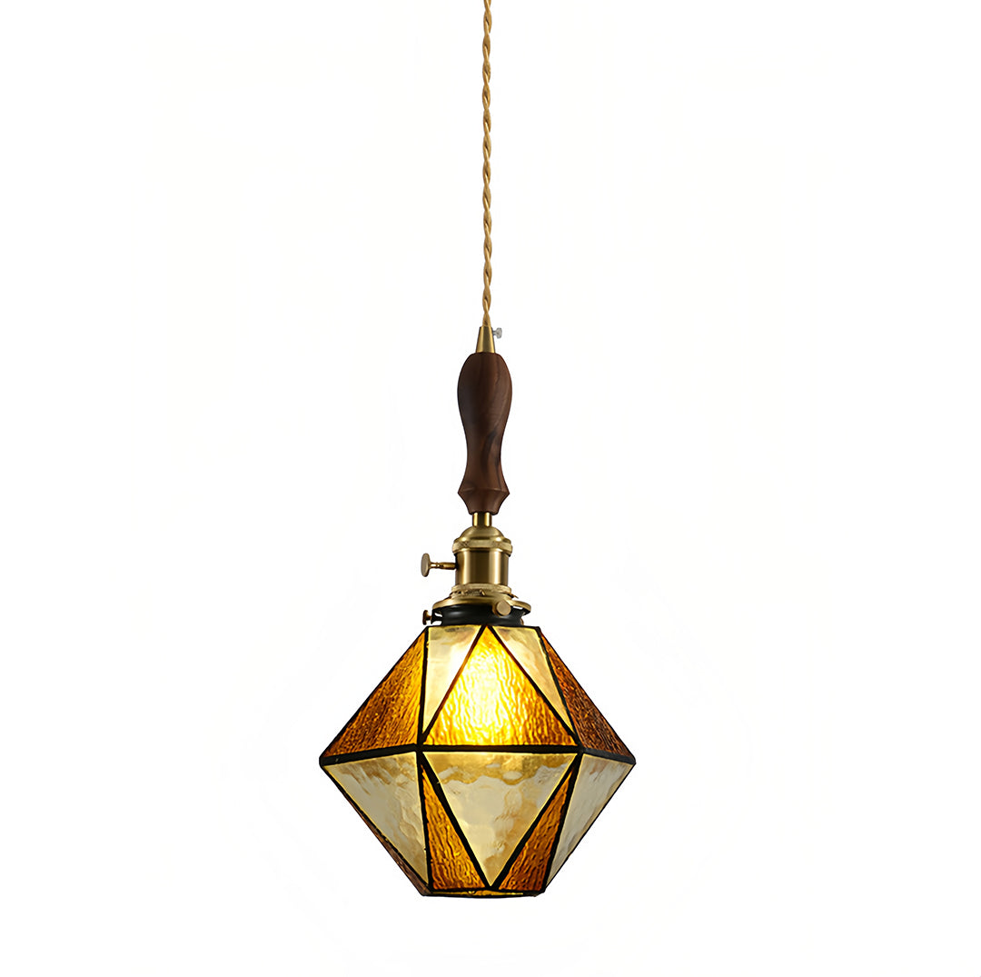 Diamond-shaped Pendant Light Vintage Brass Ceiling Light