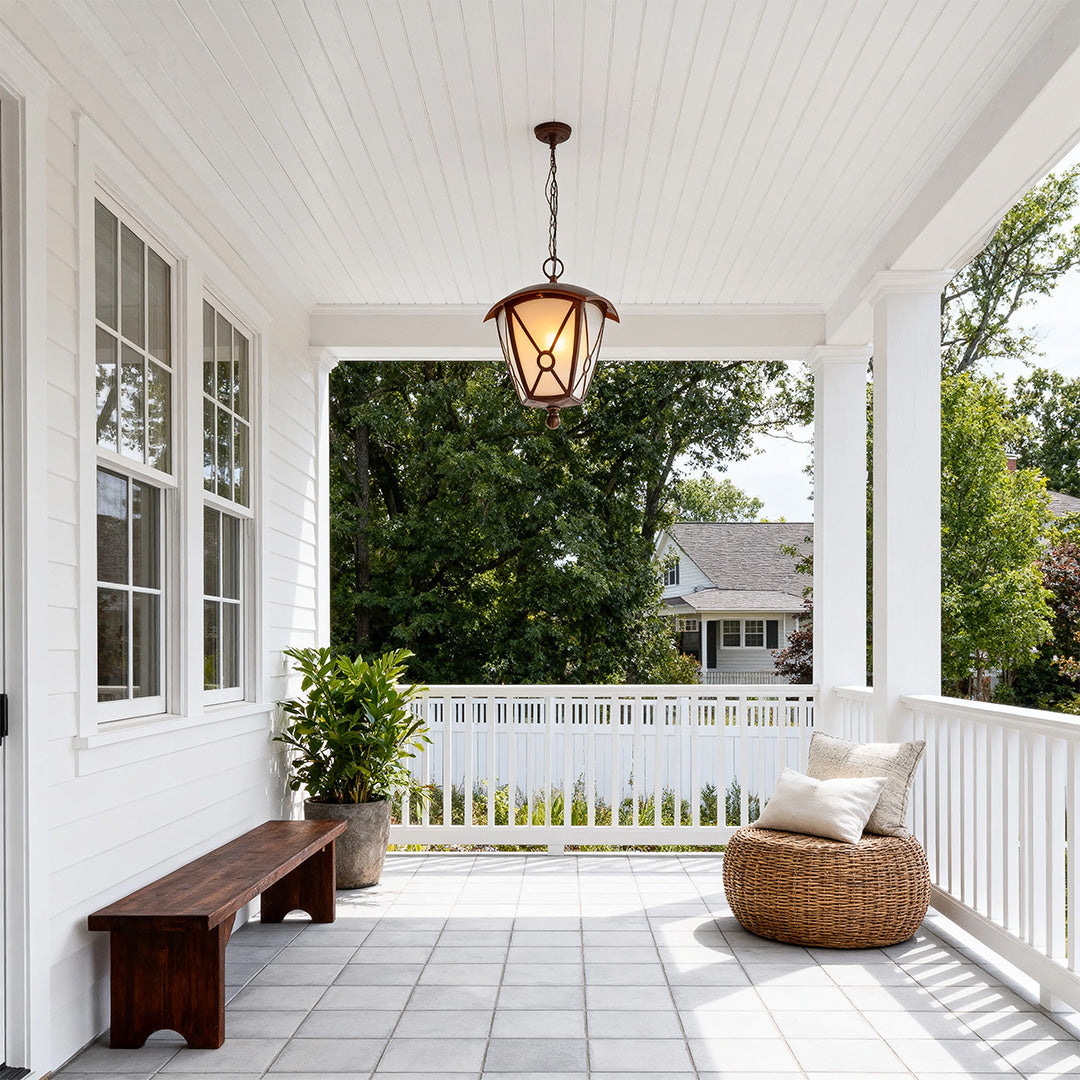 Outdoor LED Pendant Lights Black Metal Waterproof Ceiling Lights