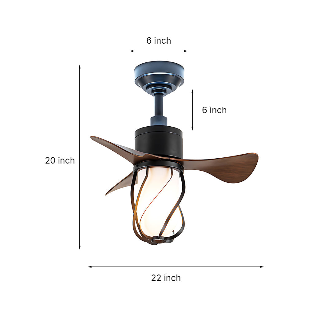 Vintage Style Ceiling Fan With Light Stylish LED Ceiling Fan