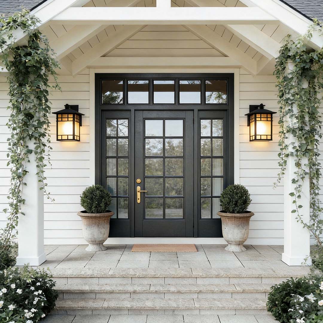 Vintage Wall Lantern Square Waterproof Glass Shade Outdoor Light