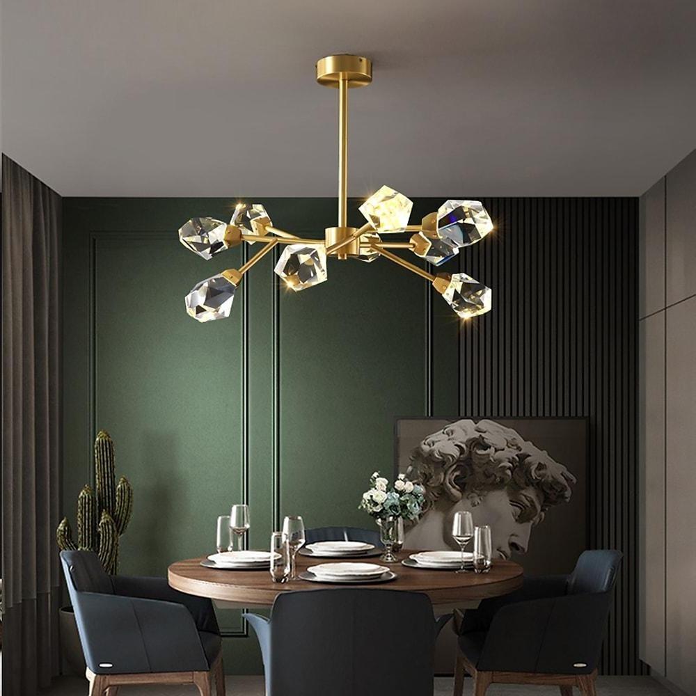 9 Lights Modern Sputnik Luxury Irregular Crystal Dinning Room Chandelier