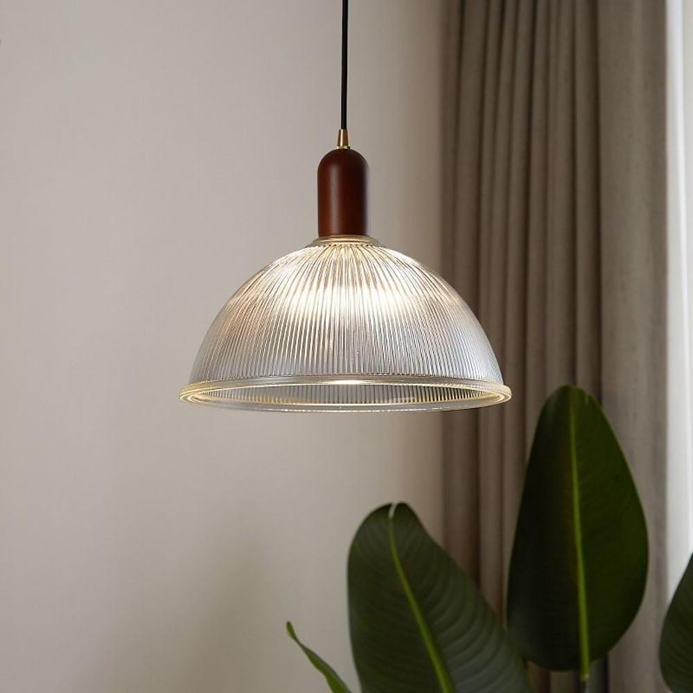 Country Glass Wood Ceiling Lights Bowl Vintage Pendant Lighting
