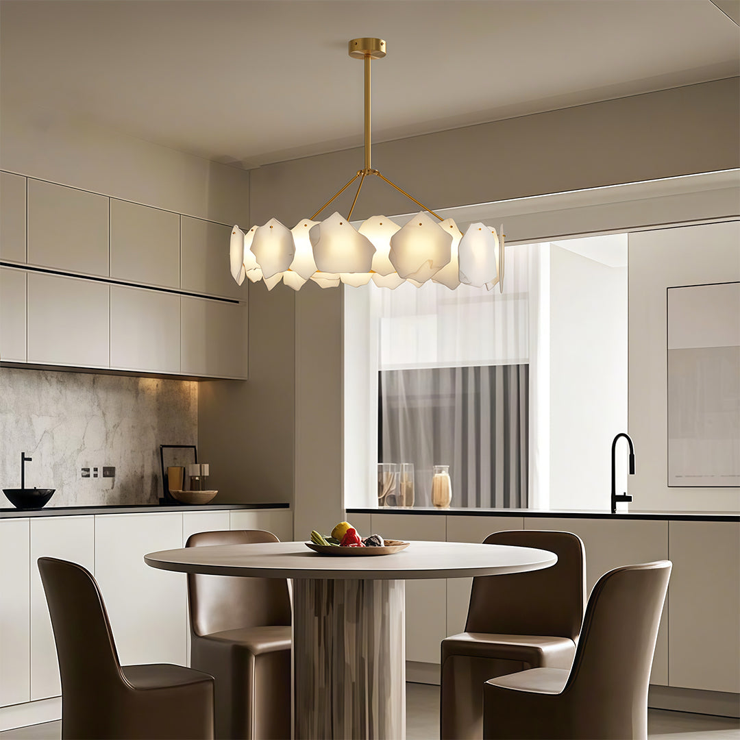 Modern LED Chandelier Cloud Stone Full Copper Ceiling Light