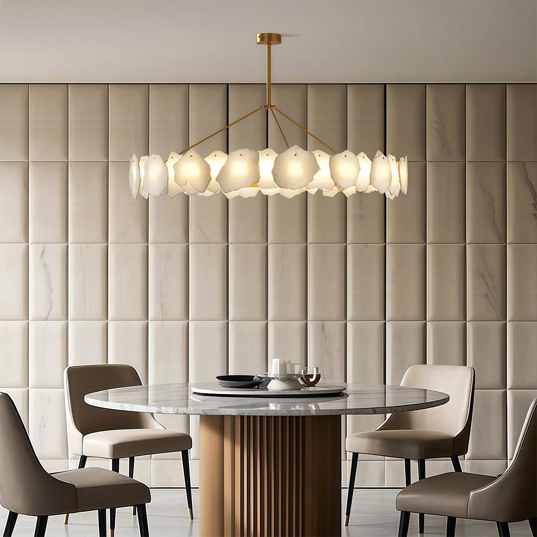 Modern LED Cloud Stone Copper Chandelier