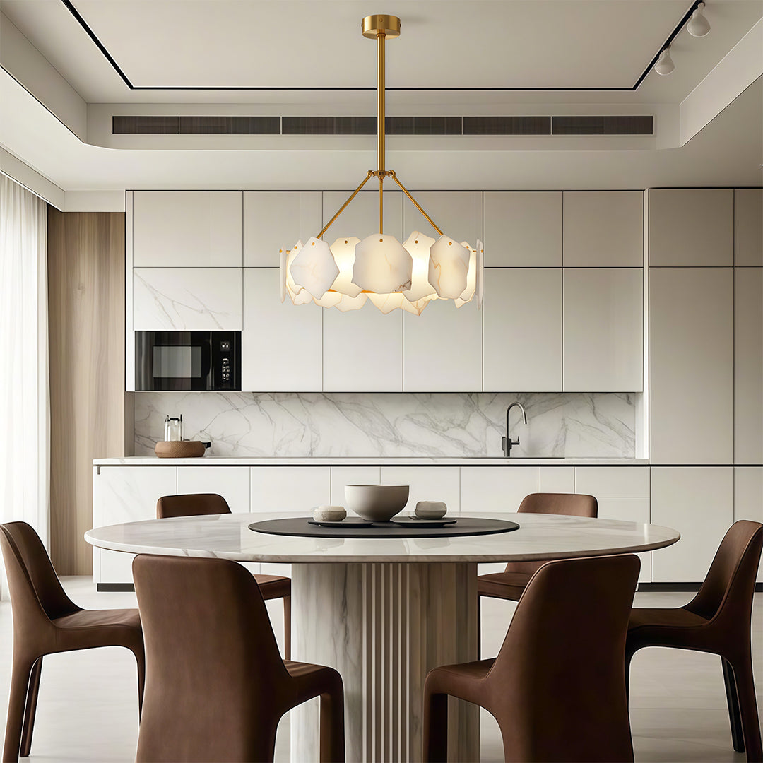 Modern LED Chandelier Cloud Stone Full Copper Ceiling Light