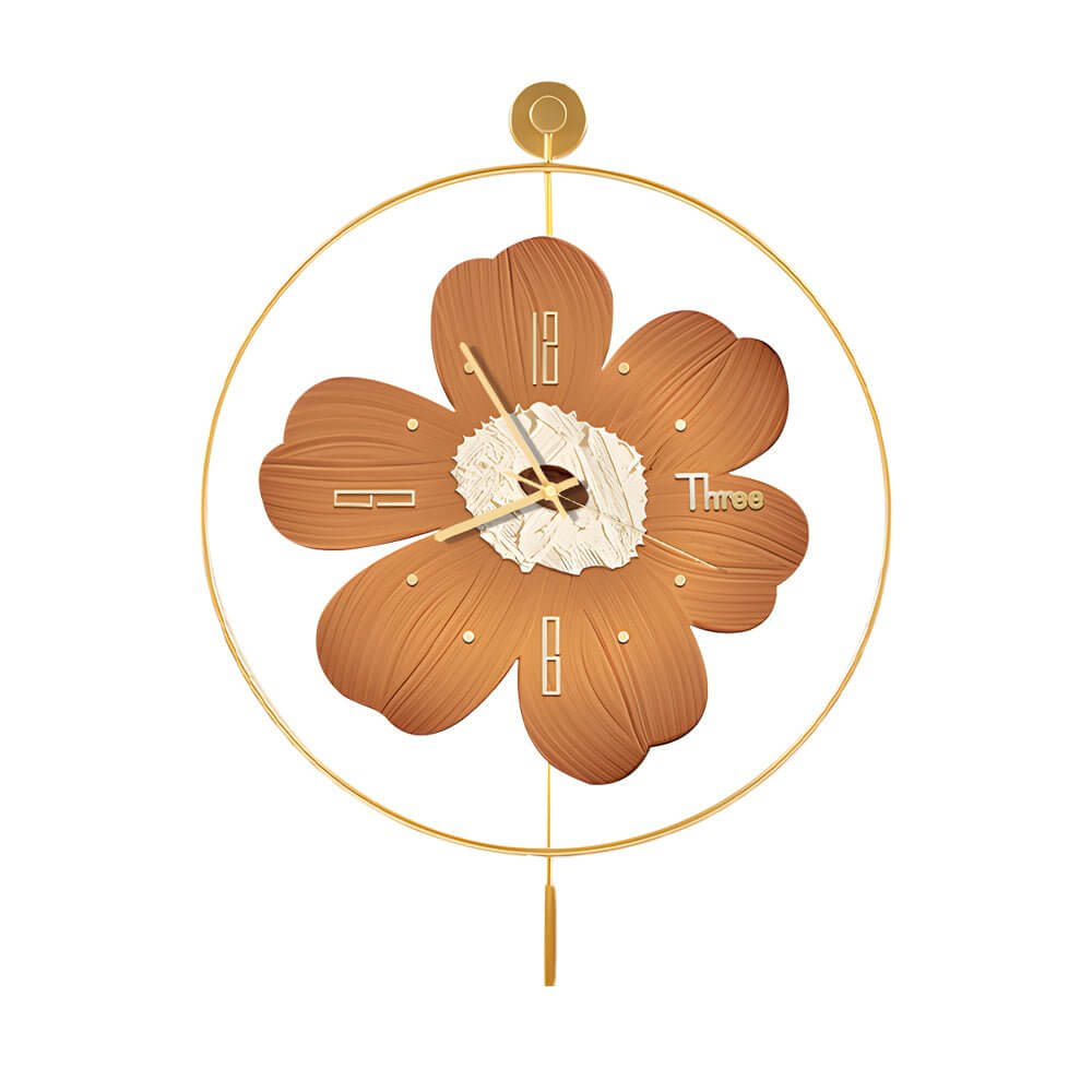 Wall Clock with Light Floral LED Remote‑control Light