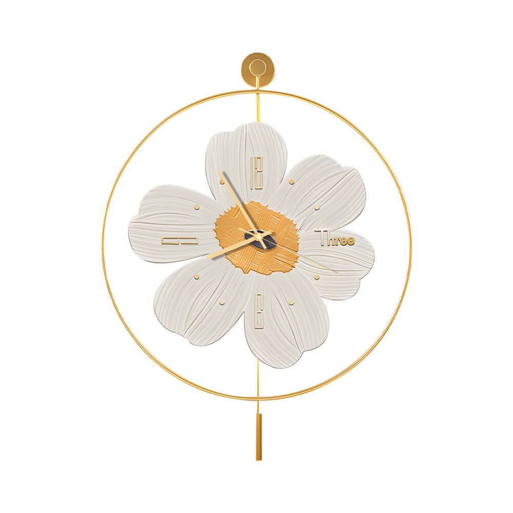 Wall Clock with Light Floral LED Remote‑control Light
