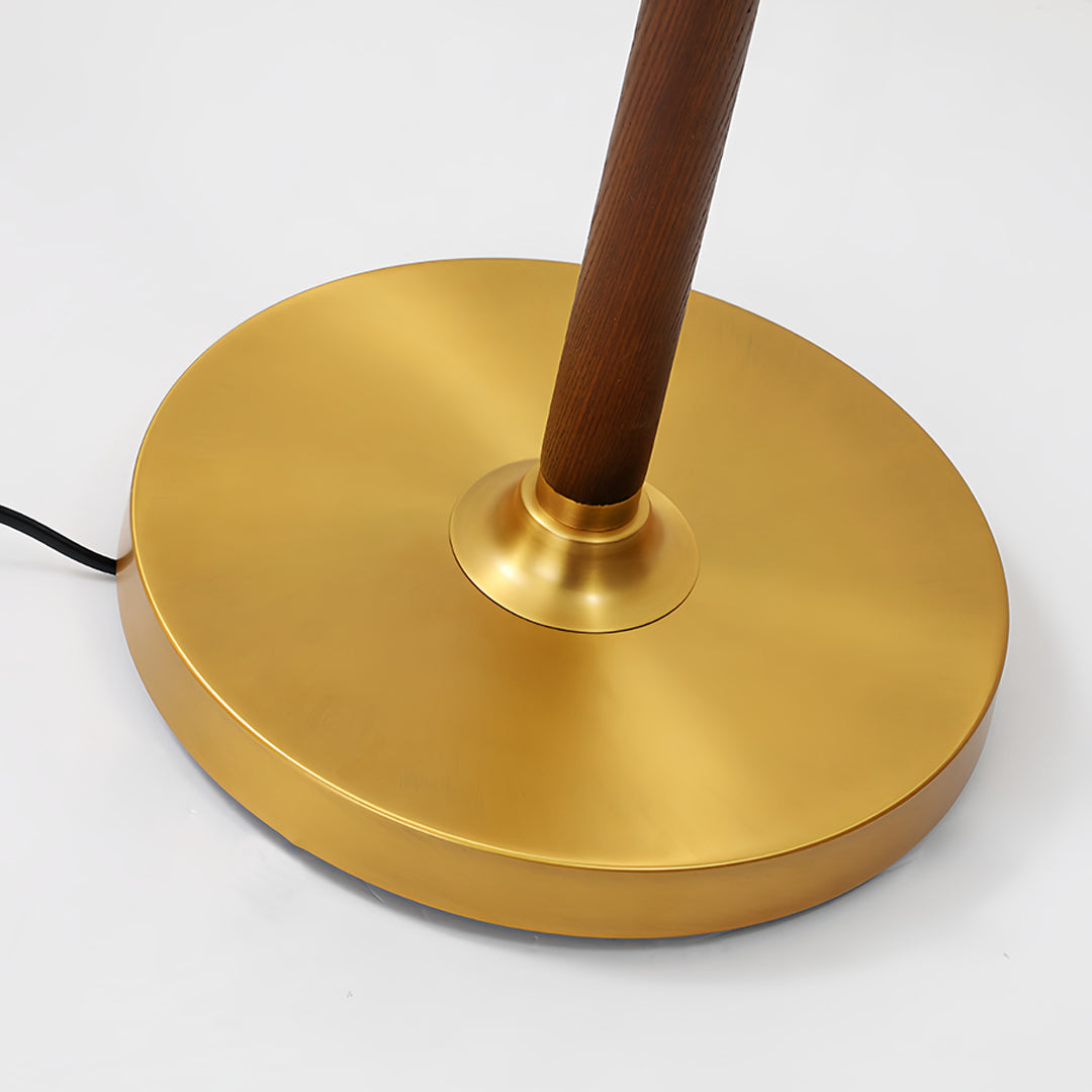 Walnut Floor Lamp Elegant American Retro Fabric Shade Standing Lamp