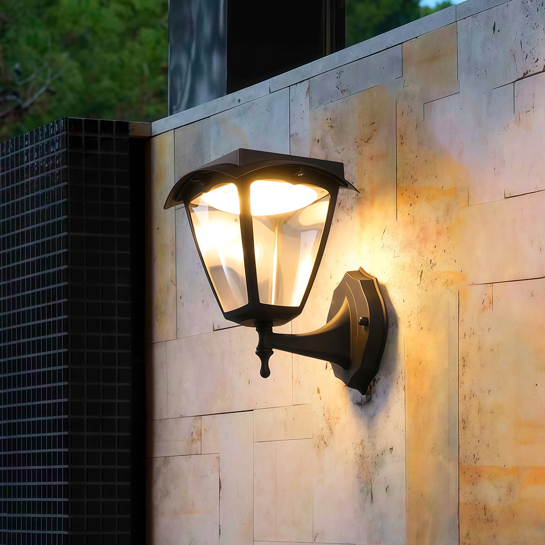 Outdoor Wall Lighting Black Waterproof Solar Lamp
