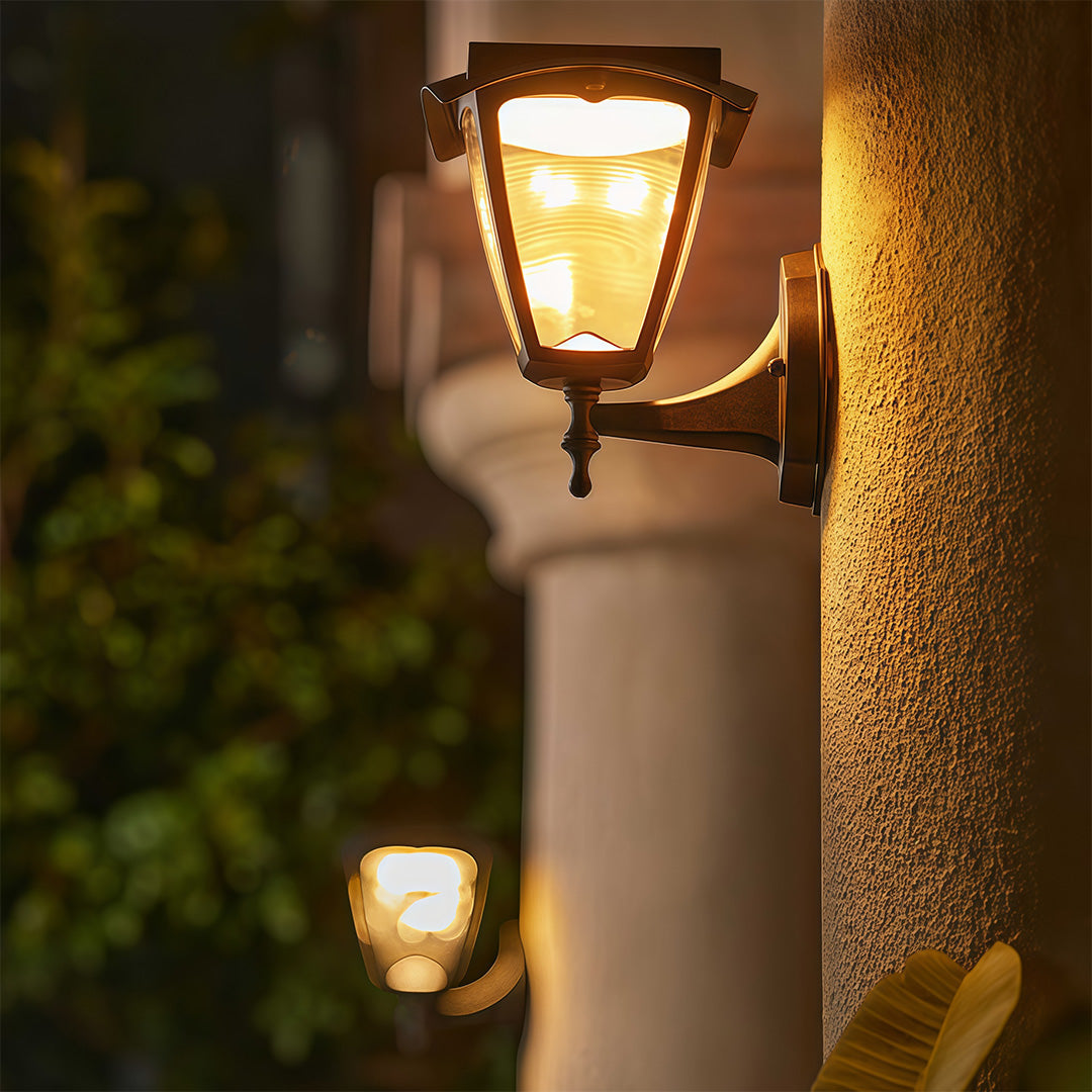 Outdoor Wall Lighting Black Waterproof Solar Lamp