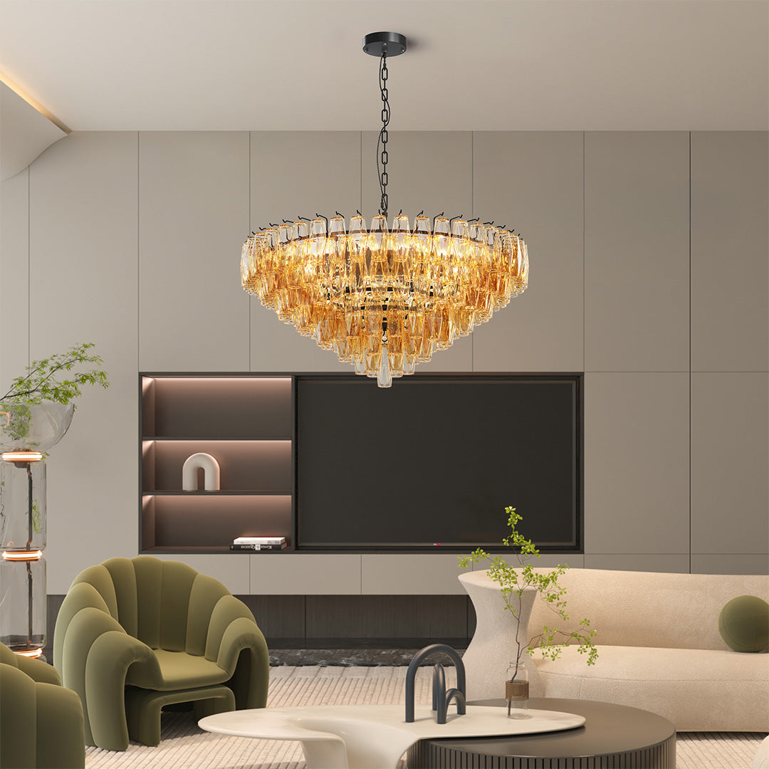 Glass Pendant Chandelier American Luxury Multi-head Ceiling Lights