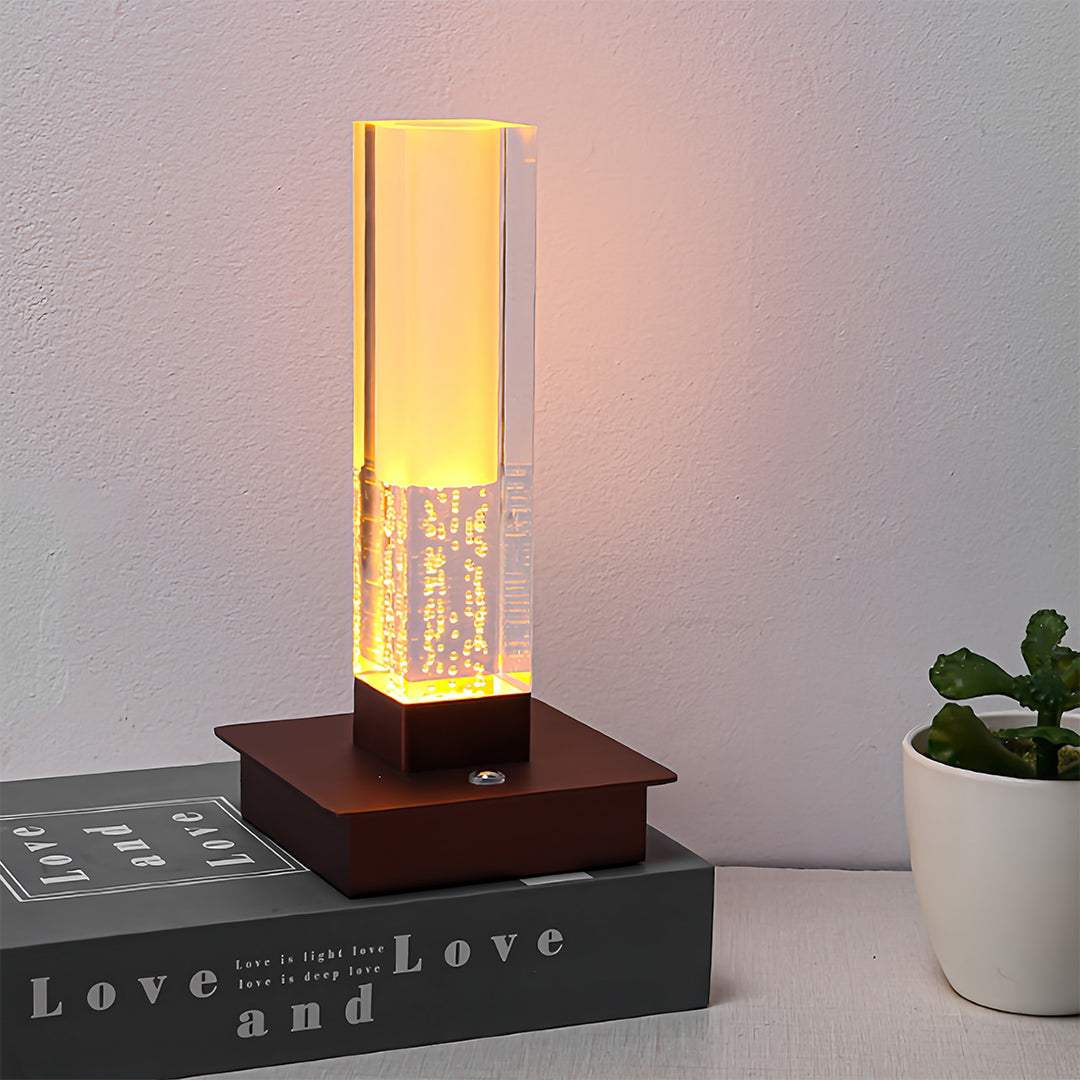 Square Table Lamp Cordless Bubble Modern Dimmable LED Nightstand Lamp