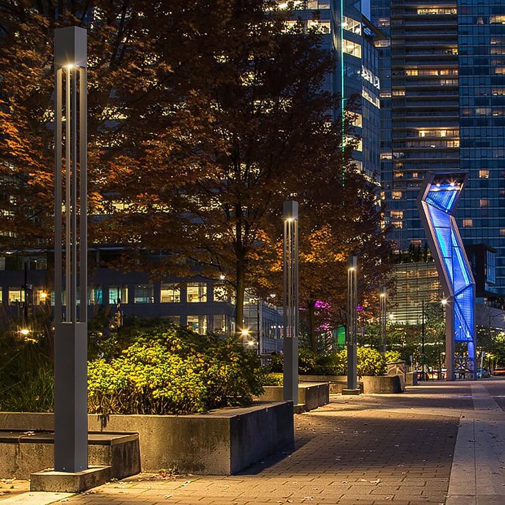 LED Bollard Path Lights Modern Black Landscape Light