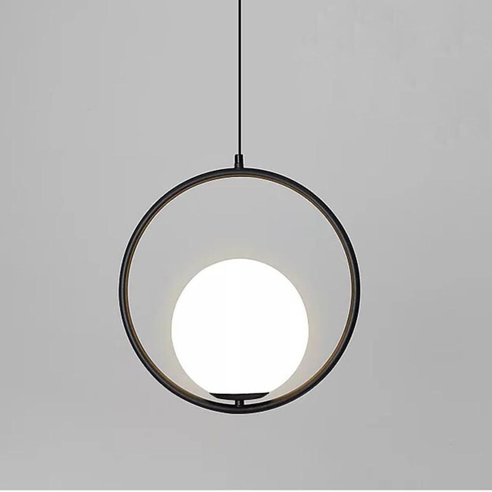 Modern Metal Circle Glass Globe Shaped Pendant Ceiling Light