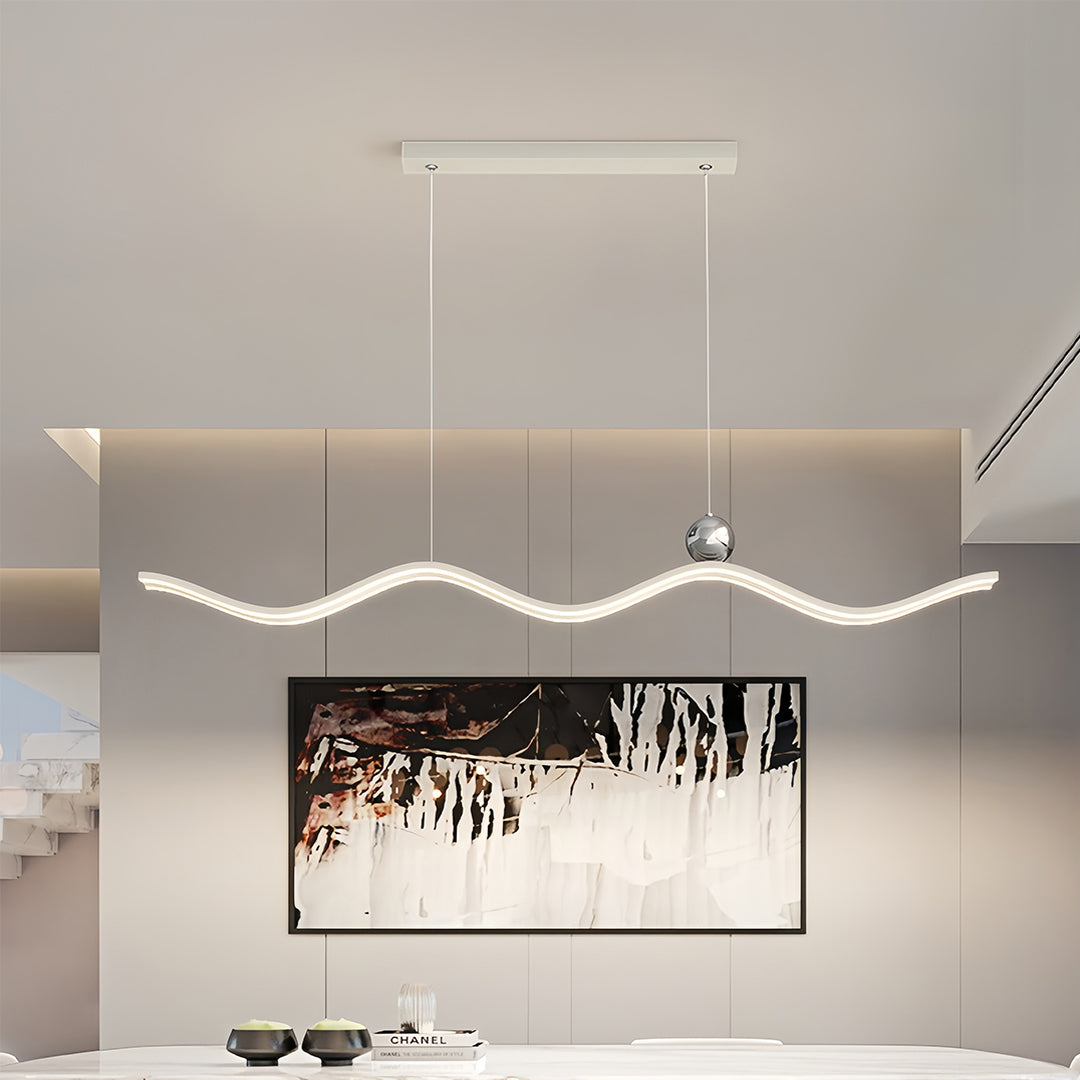 Linear LED Pendant Light Contemporary Wave Shaped Ceiling Light