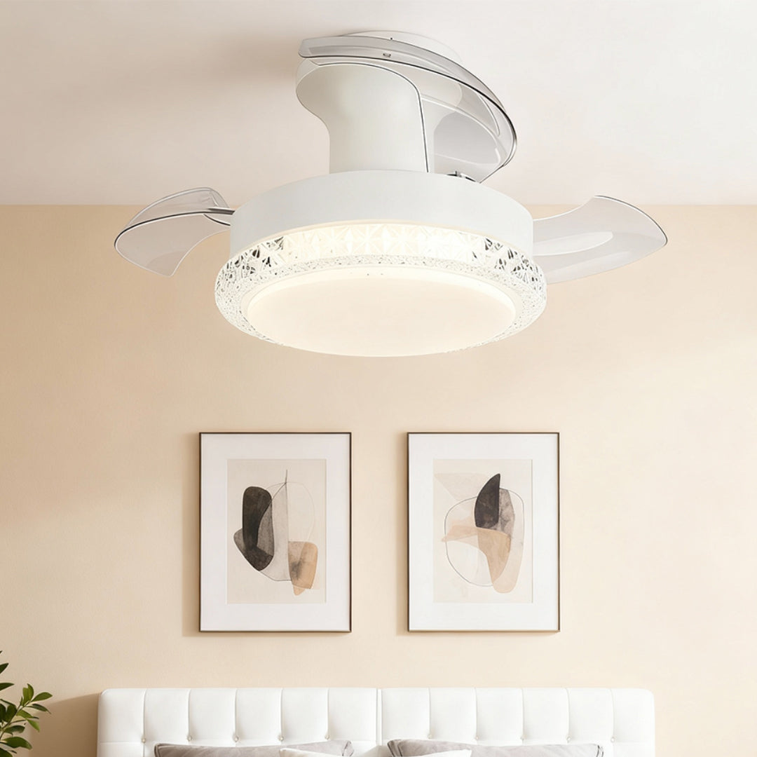 3 Blade Ceiling Fan with Light Flush Mount Quiet Fan Lamp