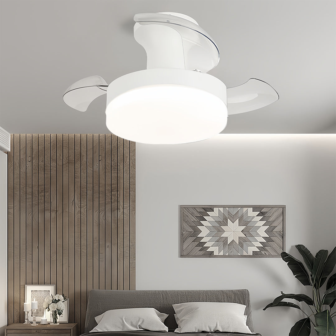 LED Ceiling Fans with Lights Stepless Dimming Silent Motor Lamp