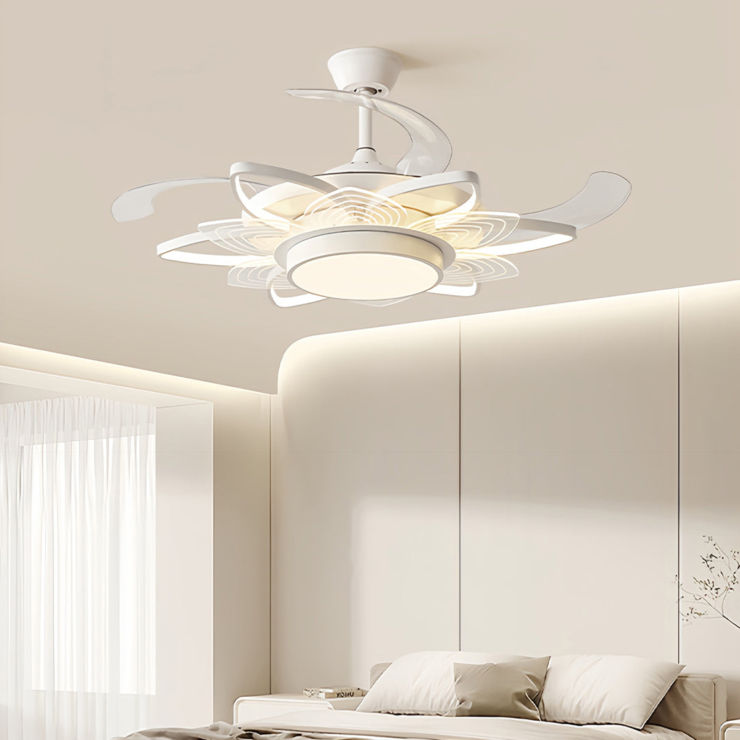 Black Modern Ceiling Fan with Light Minimalist Style Iron Body Light