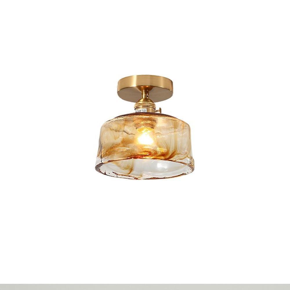 Creative Glass Lantern LED Electroplated Nordic Semi-Flush Mount Ceiling Lighting