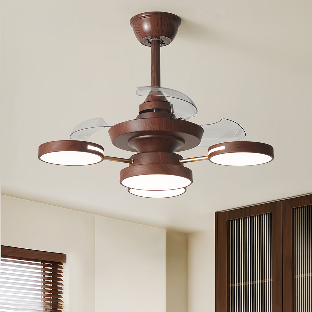 Ceiling Fan with Four Lights French Vintage Iron Art 3-Blade Fan Lamp