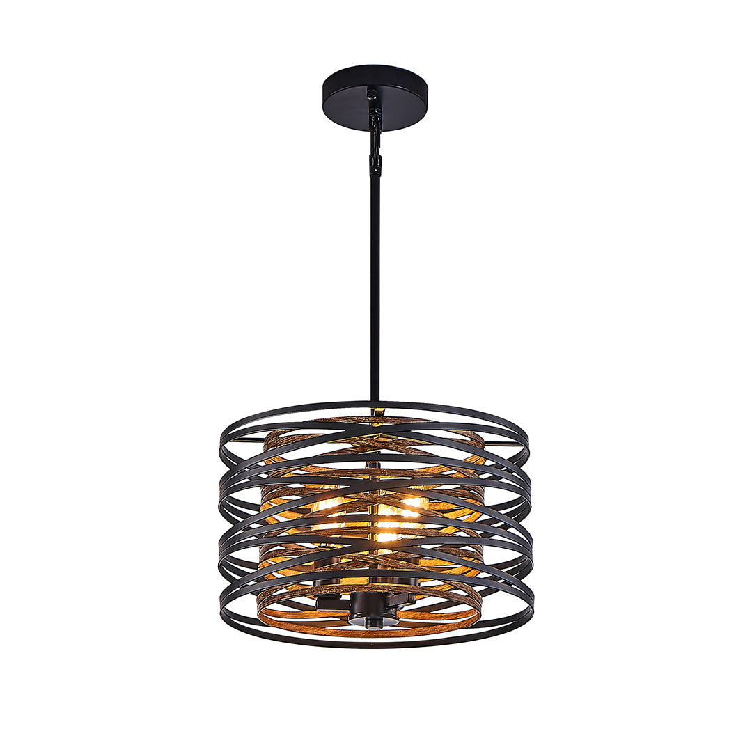 Black Drum Pendant Light Iron Cage Round Cylinder Ceiling Lights