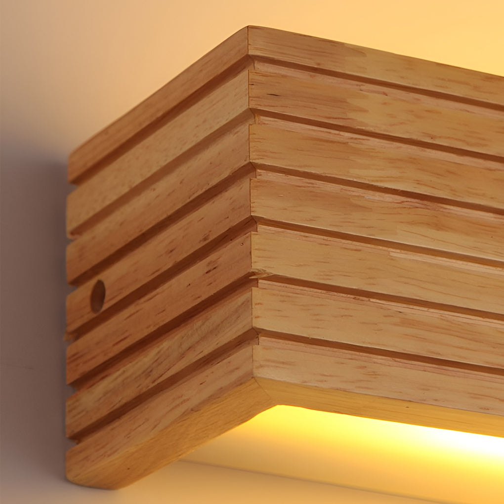 Wooden Wall Lamp Rectangular Waterproof LED Nordic Style Light