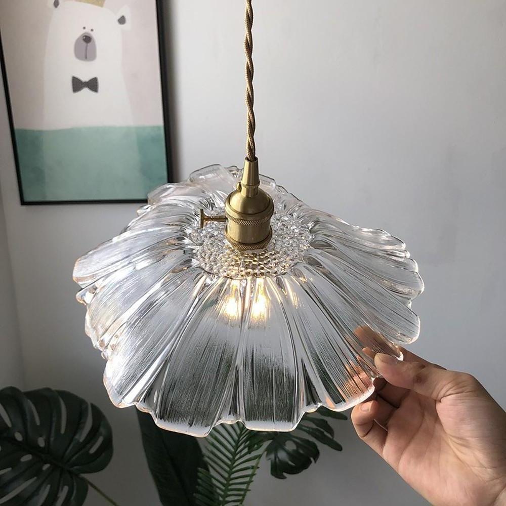 Flower Shape Glass Electroplated LED Nordic Pendant Lighting Ceiling Lights
