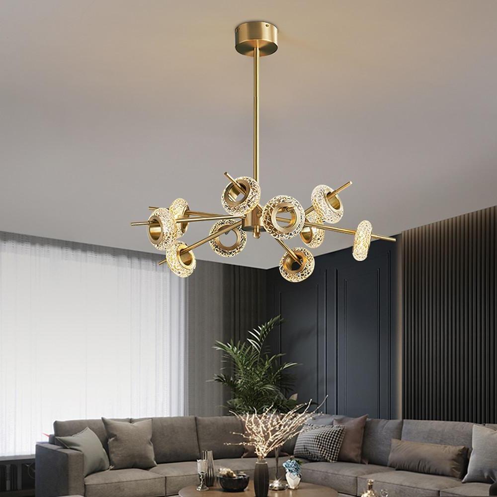Modern Gold Sputnik Chandelier Copper Glass Island Ceiling Light