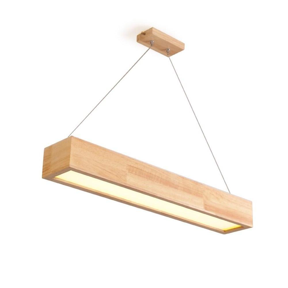 LED Rectangular Chandelier Wood Rustic Ceiling Lighting