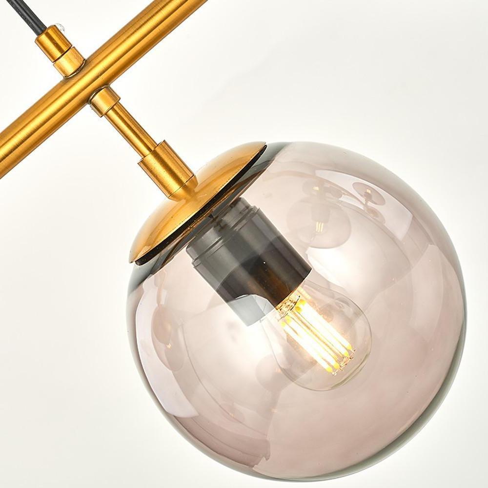 Nordic Linear Ceiling Lights Glass Globe 4/6 Heads Chandelier