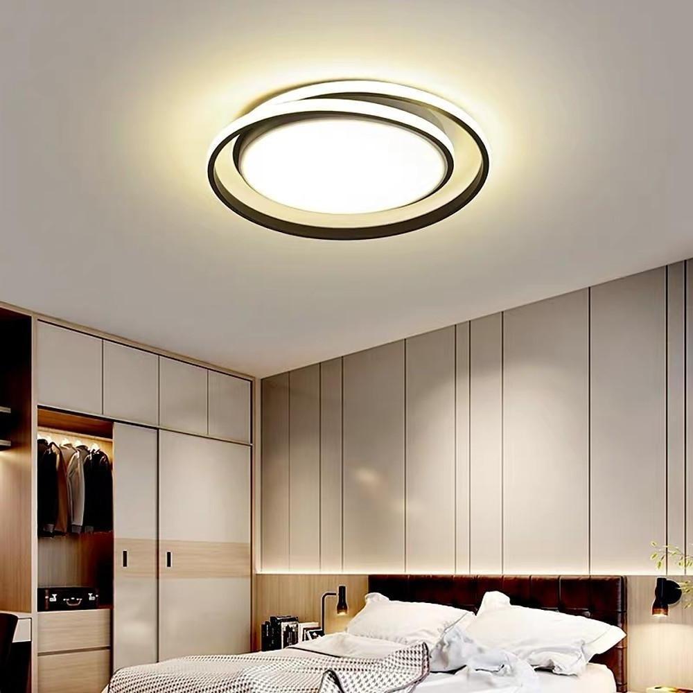 Creative Circular LED Modern Black Gold Flush Mount Ceiling Lighting for Bedroom