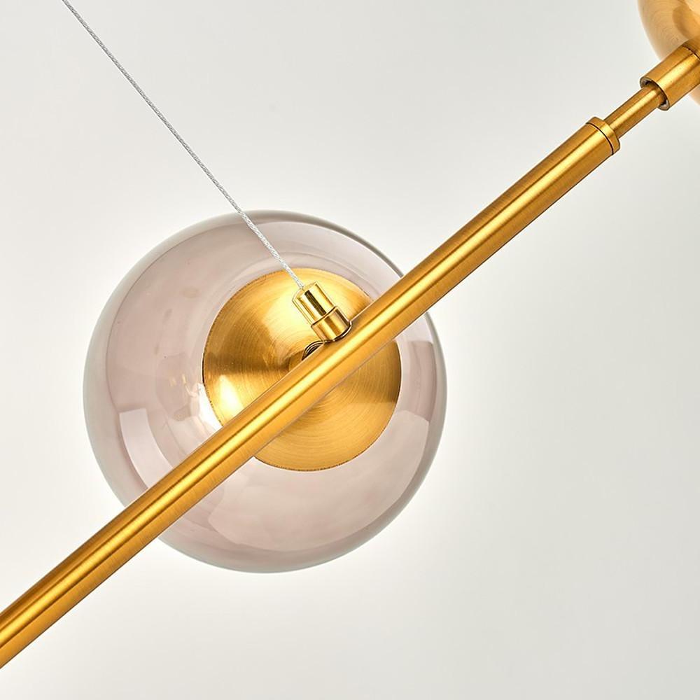 Nordic Linear Ceiling Lights Glass Globe 4/6 Heads Chandelier