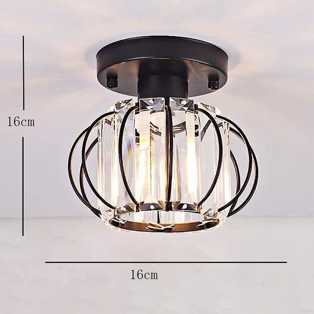 Gold Semi Flush Ceiling Light: Crystal Hallway Lamp