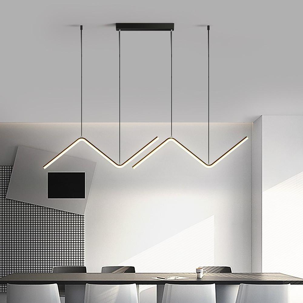 Nordic Minimalist LED 2-Lights Wave Shaped Design Dimmable Pendant Light