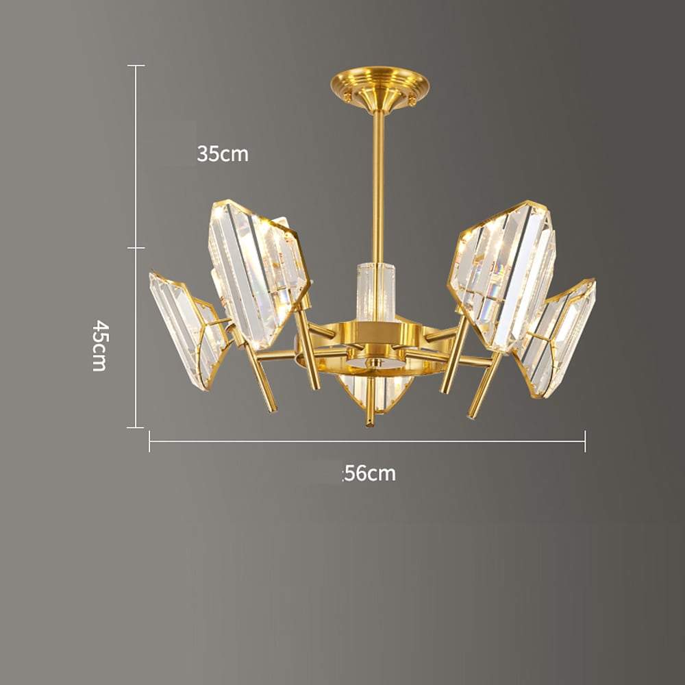 Brass Ring Frame Crystal Chandelier - Gold Metal, Crystal Accents Ceiling Lighting