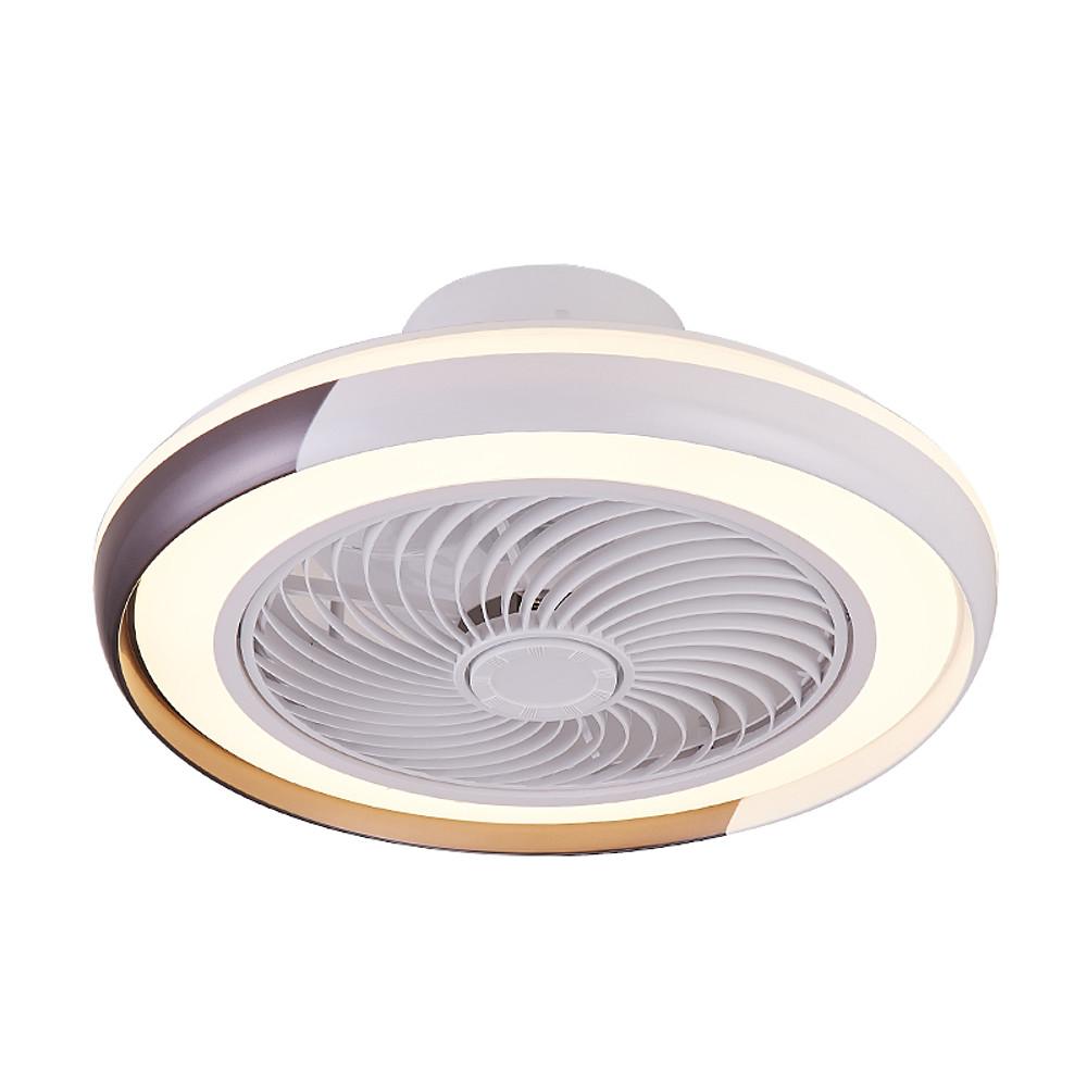 Dimmbale Morden Round Flush Mount Bladeless Ceiling Fan with LED Light