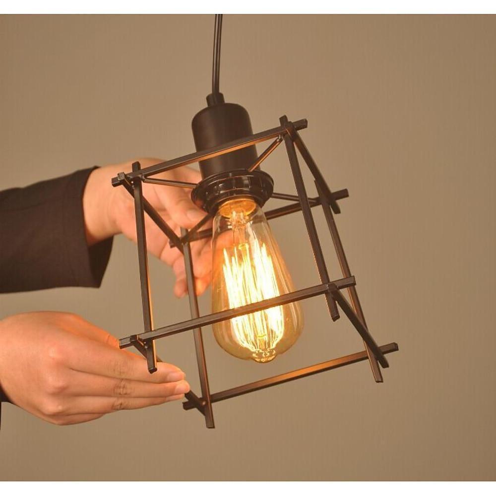 Square Metal Lantern Design LED Black Industrial Ceiling Lighting Chandeliers